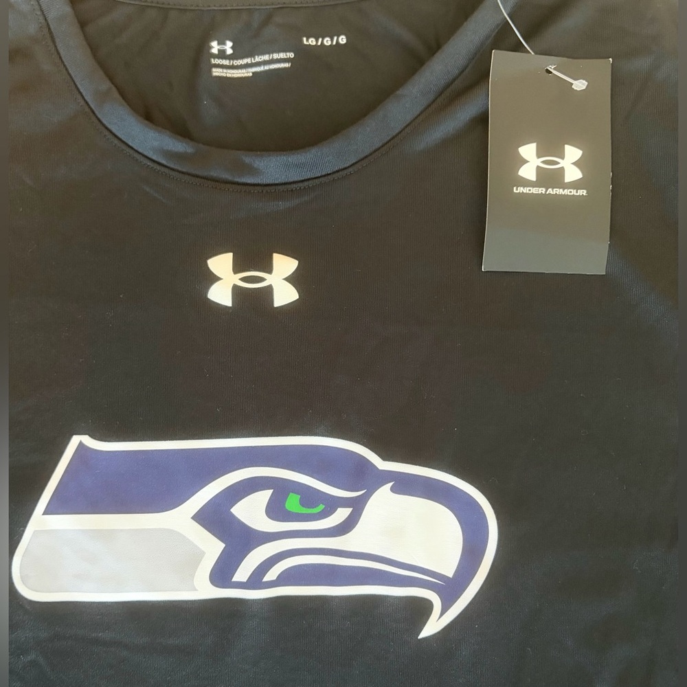 Under Armour Authentic Seattle Seahawks Black Long Sleeve Shirt NFL Men’s Sz: L - Picture 2 of 3
